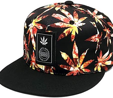 LOCOMO Men Women Baseball Cap Marijuana Pot Leaf Weed Cannabis Embroidered Hat Trucker Hat Snapback Brim
