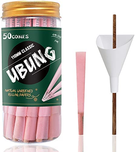 UBUNG CONES | 50 Pack | king size pink pre rolled cones with tips | pink cone rolling paper